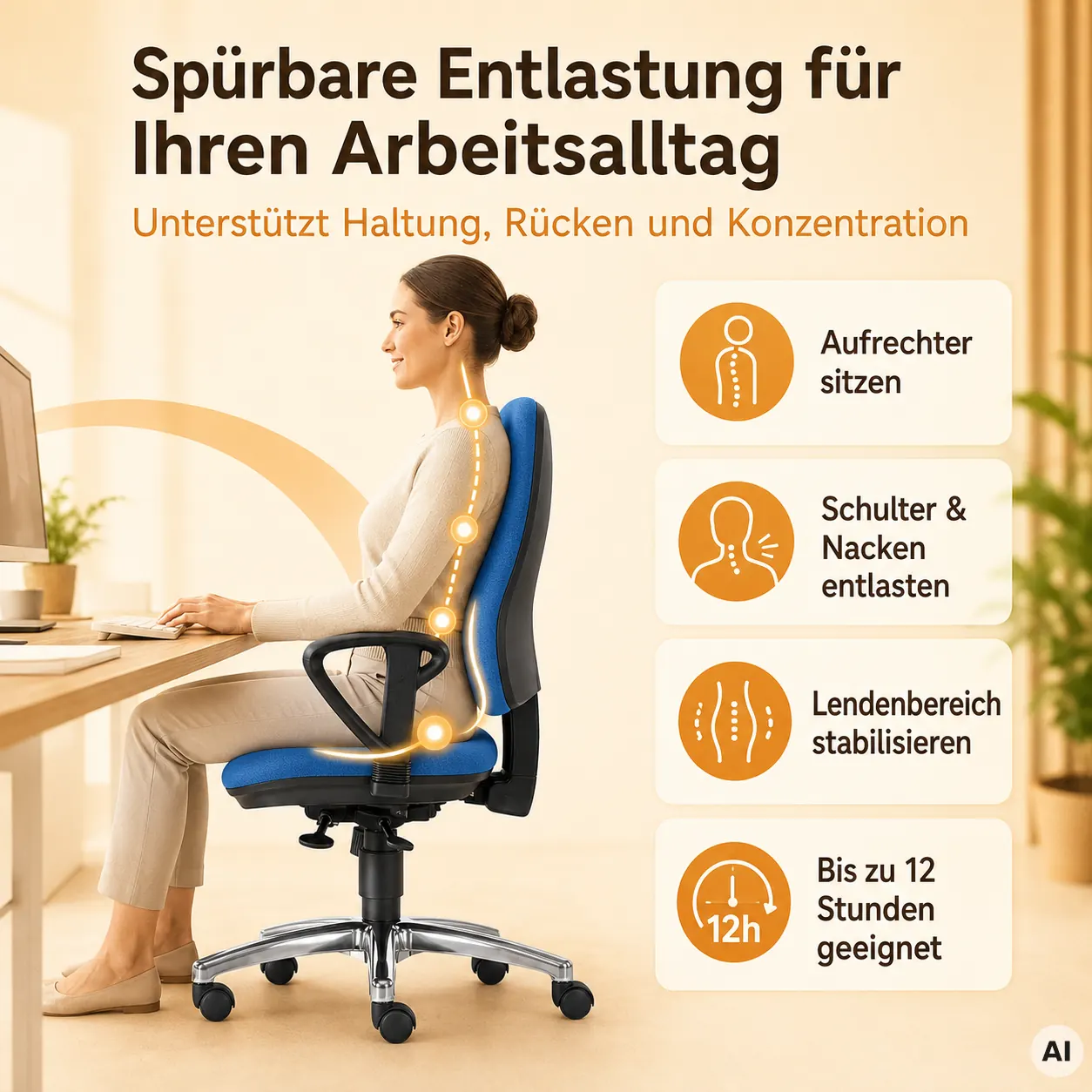 Ergonomischer Bürostuhl bei Rundrücken - Anti-Hohlkreuz