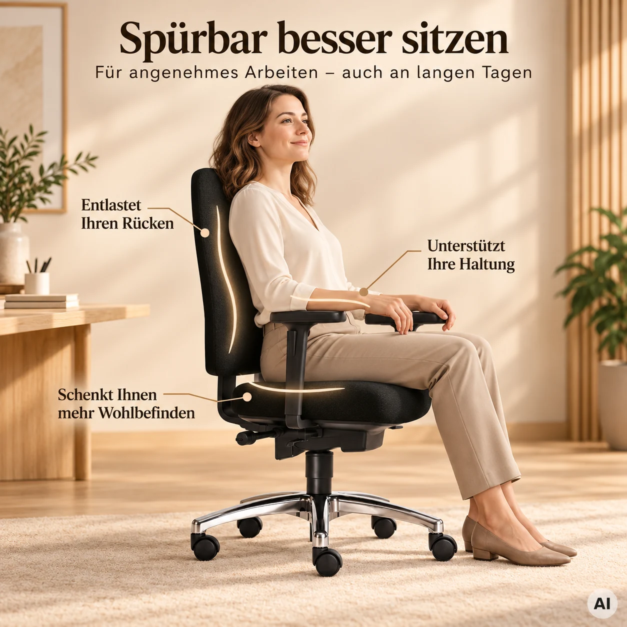 Lady ShapeUp M - Frauen-Bürostuhl für langes Sitzen