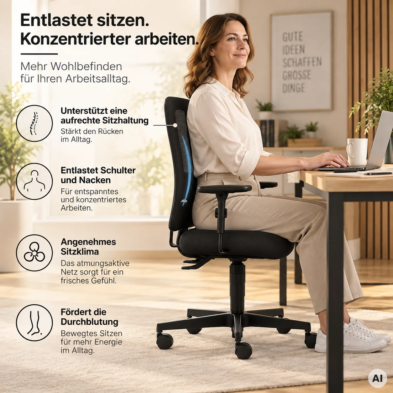 Straight Net - Ergonomischer Bürostuhl mit Netzfenster